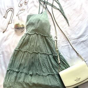 Light Green Tiered Midi Dress - Brand: